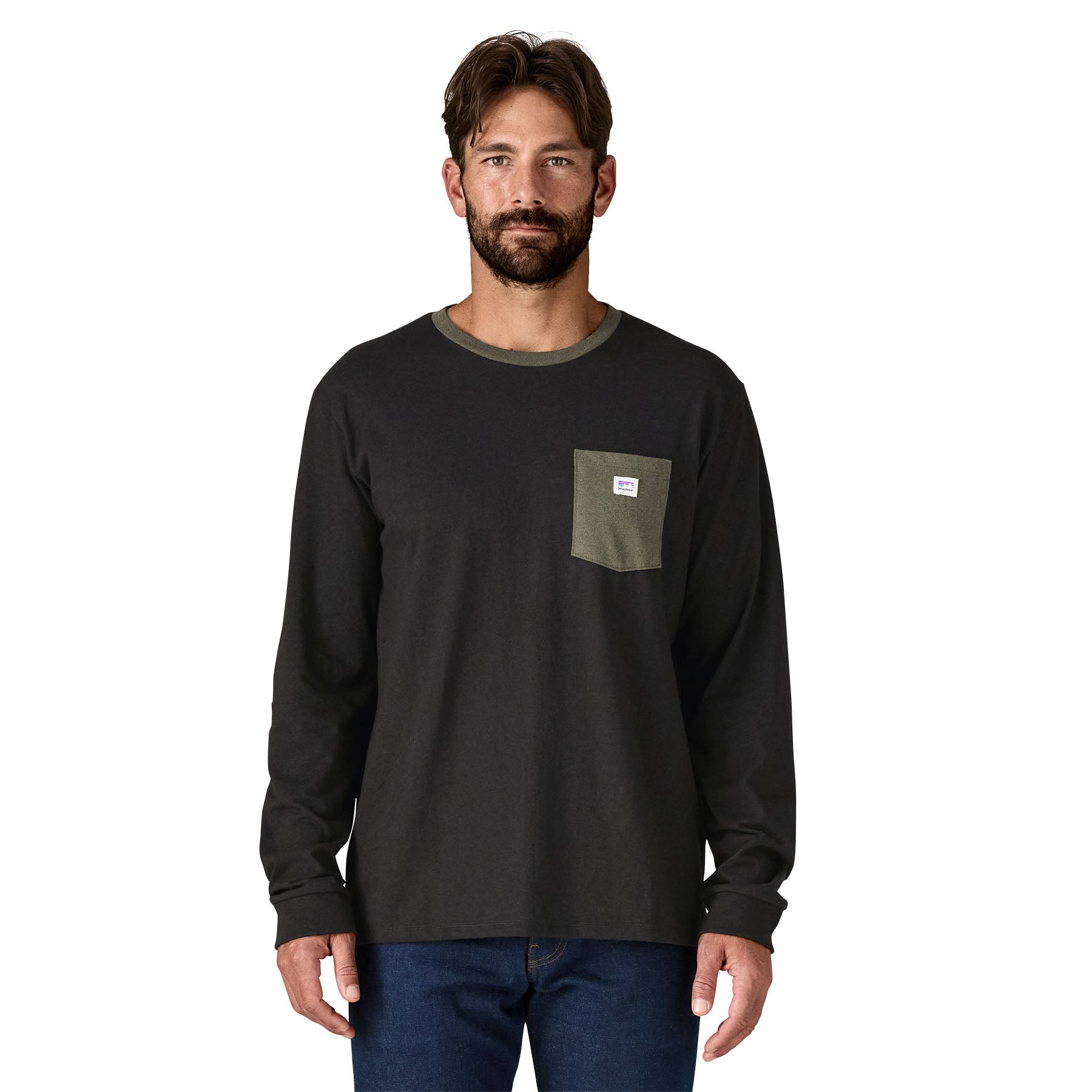 Men's Long-Sleeved Shop Sticker Pocket Responsibili-Tee®