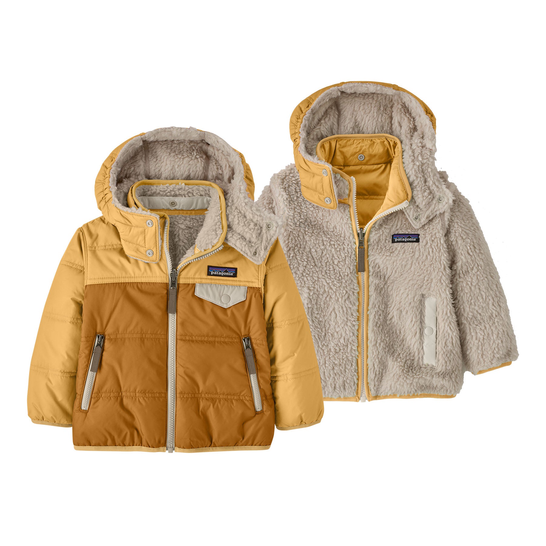 チェビオット様 Patagonia Baby Reversible Tribbles Hoody - Talon Gold