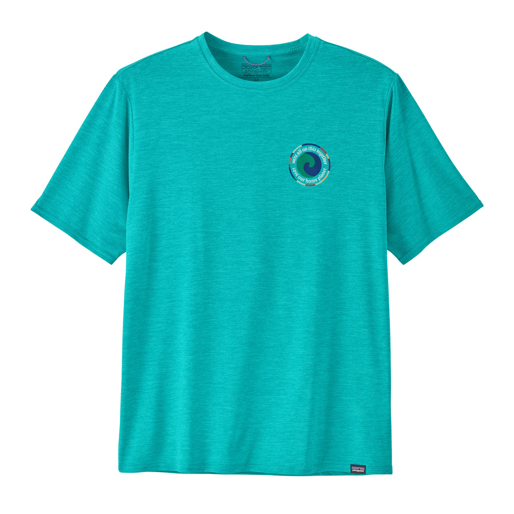 blue and white graphic shirt