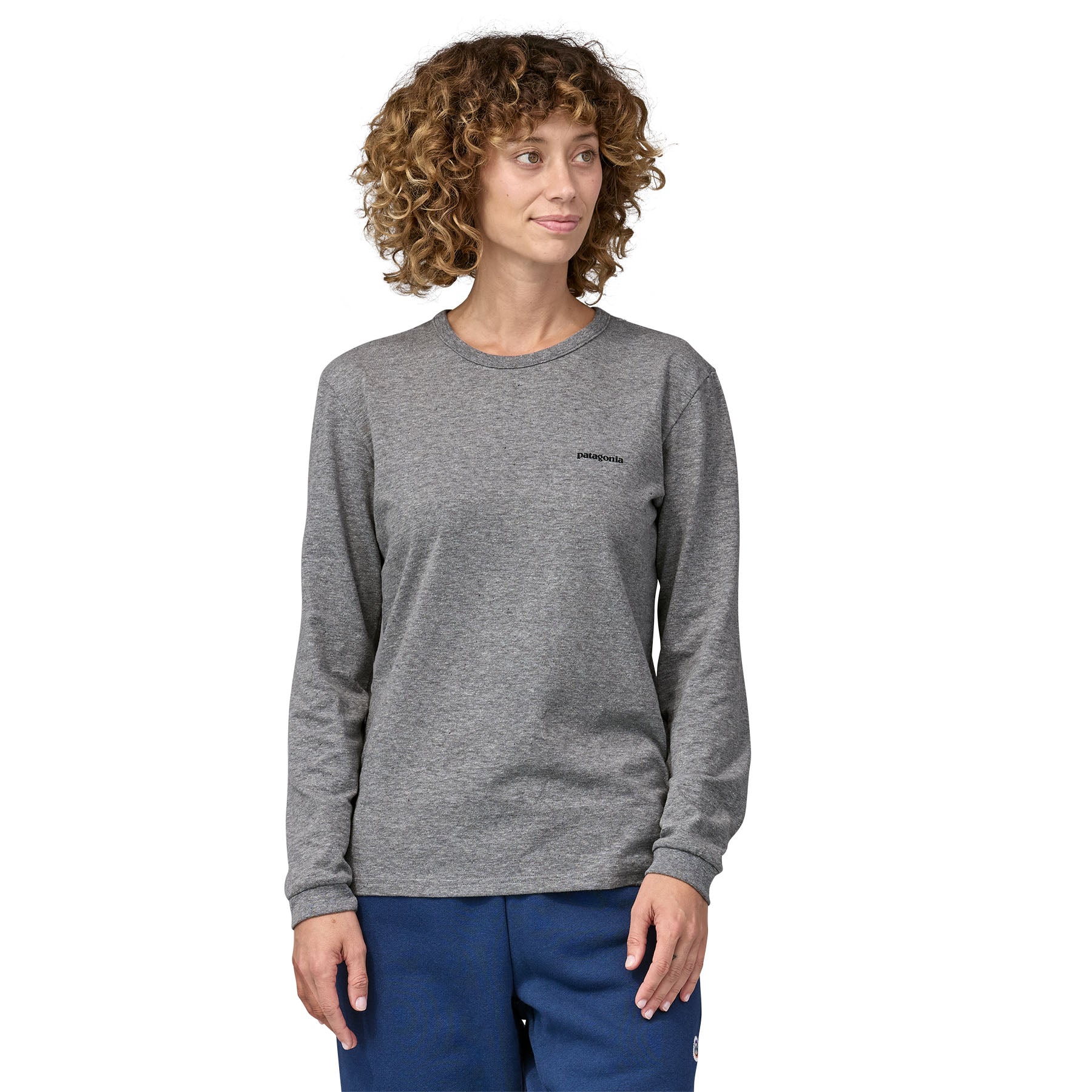 Patagonia Women s Long Sleeved P 6 Logo Responsibili Tee Gravel Heather